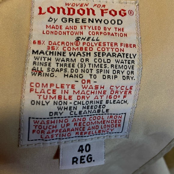 London Fog Trench_Tan Rain Long Coat Main-coat_ Zip Out Liner_40Reg - Picture 9 of 13